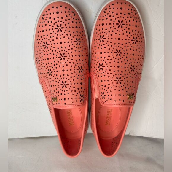 Michael Michael Kors Women’s Kane Perforated SlipOn Sneakers Coral Orange Size 7 - Picture 3 of 13
